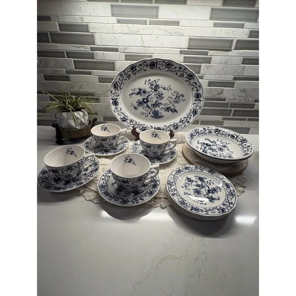 NIKKO Ironstone MING TREE RARE LOT 13 .4270. Harmony House Blue Bonnet. Vintage